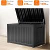 image28 Gallon Resin Deck Box Lockable Patio Outdoor Storage Box for Furniture Garden Tools and Tools Storage Waterproof Outside Storage Boxes  BlackBlack