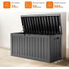 image28 Gallon Resin Deck Box Lockable Patio Outdoor Storage Box for Furniture Garden Tools and Tools Storage Waterproof Outside Storage Boxes  BlackBlack