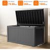 image28 Gallon Resin Deck Box Lockable Patio Outdoor Storage Box for Furniture Garden Tools and Tools Storage Waterproof Outside Storage Boxes  BlackBlack