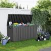 image28 Gallon Resin Deck Box Lockable Patio Outdoor Storage Box for Furniture Garden Tools and Tools Storage Waterproof Outside Storage Boxes  BlackBlack