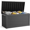 image28 Gallon Resin Deck Box Lockable Patio Outdoor Storage Box for Furniture Garden Tools and Tools Storage Waterproof Outside Storage Boxes  BlackBlack