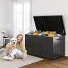 image28 Gallon Resin Deck Box Lockable Patio Outdoor Storage Box for Furniture Garden Tools and Tools Storage Waterproof Outside Storage Boxes  BlackBlack