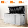 image28 Gallon Resin Deck Box Lockable Patio Outdoor Storage Box for Furniture Garden Tools and Tools Storage Waterproof Outside Storage Boxes  BlackBlackWhite
