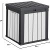 image28 Gallon Resin Deck Box Lockable Patio Outdoor Storage Box for Furniture Garden Tools and Tools Storage Waterproof Outside Storage Boxes  BlackBlackWhite