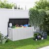 image28 Gallon Resin Deck Box Lockable Patio Outdoor Storage Box for Furniture Garden Tools and Tools Storage Waterproof Outside Storage Boxes  BlackBlackWhite
