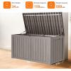 image28 Gallon Resin Deck Box Lockable Patio Outdoor Storage Box for Furniture Garden Tools and Tools Storage Waterproof Outside Storage Boxes  BlackGrey