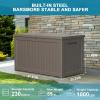 image28 Gallon Resin Deck Box Lockable Patio Outdoor Storage Box for Furniture Garden Tools and Tools Storage Waterproof Outside Storage Boxes  BlackGrey