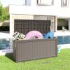 image28 Gallon Resin Deck Box Lockable Patio Outdoor Storage Box for Furniture Garden Tools and Tools Storage Waterproof Outside Storage Boxes  BlackGrey