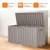 image28 Gallon Resin Deck Box Lockable Patio Outdoor Storage Box for Furniture Garden Tools and Tools Storage Waterproof Outside Storage Boxes  BlackGrey