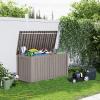 image28 Gallon Resin Deck Box Lockable Patio Outdoor Storage Box for Furniture Garden Tools and Tools Storage Waterproof Outside Storage Boxes  BlackGrey