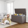 image28 Gallon Resin Deck Box Lockable Patio Outdoor Storage Box for Furniture Garden Tools and Tools Storage Waterproof Outside Storage Boxes  BlackGrey