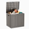 image28 Gallon Resin Deck Box Lockable Patio Outdoor Storage Box for Furniture Garden Tools and Tools Storage Waterproof Outside Storage Boxes  BlackGrey