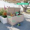image28 Gallon Resin Deck Box Lockable Patio Outdoor Storage Box for Furniture Garden Tools and Tools Storage Waterproof Outside Storage Boxes  BlackGrey