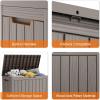image28 Gallon Resin Deck Box Lockable Patio Outdoor Storage Box for Furniture Garden Tools and Tools Storage Waterproof Outside Storage Boxes  BlackGrey