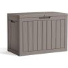 image28 Gallon Resin Deck Box Lockable Patio Outdoor Storage Box for Furniture Garden Tools and Tools Storage Waterproof Outside Storage Boxes  BlackGrey