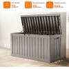 image28 Gallon Resin Deck Box Lockable Patio Outdoor Storage Box for Furniture Garden Tools and Tools Storage Waterproof Outside Storage Boxes  BlackGrey