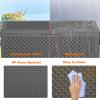 image28 Gallon Resin Deck Box Lockable Patio Outdoor Storage Box for Furniture Garden Tools and Tools Storage Waterproof Outside Storage Boxes  BlackPatterned black