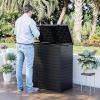 image31 Gallon Outdoor Trash Can Waterproof Trash Can Cabinet for Outside Resin Garbage Bin with Lid and Drip Tray for Easy Cleaning for Patios Kitchens and Outdoor EntertainingLight GrayBlack