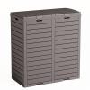 image31 Gallon Outdoor Trash Can Waterproof Trash Can Cabinet for Outside Resin Garbage Bin with Lid and Drip Tray for Easy Cleaning for Patios Kitchens and Outdoor EntertainingLight GrayLight Gray
