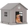 image38 Inch Dog House Indoor Outdoor Dog Kennel for Small Medium Large Dogs Weather Water Resistant Pet House with Air Vents and Elevated Floor Blue 38INCH 378  4087  3882INLight Brown