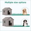 image38 Inch Dog House Indoor Outdoor Dog Kennel for Small Medium Large Dogs Weather Water Resistant Pet House with Air Vents and Elevated Floor Blue 38INCH 378  4087  3882INLight Brown