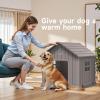 image38 Inch Dog House Indoor Outdoor Dog Kennel for Small Medium Large Dogs Weather Water Resistant Pet House with Air Vents and Elevated Floor Blue 38INCH 378  4087  3882INLight Brown