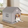image38 Inch Dog House Indoor Outdoor Dog Kennel for Small Medium Large Dogs Weather Water Resistant Pet House with Air Vents and Elevated Floor Blue 38INCH 378  4087  3882INLight Brown