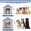 image38 Inch Dog House Indoor Outdoor Dog Kennel for Small Medium Large Dogs Weather Water Resistant Pet House with Air Vents and Elevated Floor Blue 38INCH 378  4087  3882INBlue