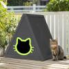 imageCat House for Outdoor Weatherproof Shelter Cats Triangle Moisture and Odor ResistantBlack