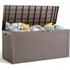 imageXXL 230 Gallon Large Resin Deck Box Outdoor Lockable Storage Box for Patio Cushions Storage Furniture Pool Supplies Garden Tools Weatherproof and UV Resistant Black 230 GallonLight brown