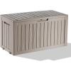 imageXXL 230 Gallon Large Resin Deck Box Outdoor Lockable Storage Box for Patio Cushions Storage Furniture Pool Supplies Garden Tools Weatherproof and UV Resistant Black 230 GallonLight brown