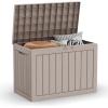 imageXXL 230 Gallon Large Resin Deck Box Outdoor Lockable Storage Box for Patio Cushions Storage Furniture Pool Supplies Garden Tools Weatherproof and UV Resistant Black 230 GallonLight brown