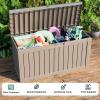 imageXXL 230 Gallon Large Resin Deck Box Outdoor Lockable Storage Box for Patio Cushions Storage Furniture Pool Supplies Garden Tools Weatherproof and UV Resistant Black 230 GallonLight brown