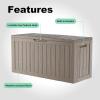 imageXXL 230 Gallon Large Resin Deck Box Outdoor Lockable Storage Box for Patio Cushions Storage Furniture Pool Supplies Garden Tools Weatherproof and UV Resistant Black 230 GallonLight brown