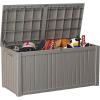 imageXXL 230 Gallon Large Resin Deck Box Outdoor Lockable Storage Box for Patio Cushions Storage Furniture Pool Supplies Garden Tools Weatherproof and UV Resistant Black 230 GallonLight brown