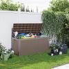 imageXXL 230 Gallon Large Resin Deck Box Outdoor Lockable Storage Box for Patio Cushions Storage Furniture Pool Supplies Garden Tools Weatherproof and UV Resistant Black 230 GallonLight brown