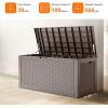 imageXXL 230 Gallon Large Resin Deck Box Outdoor Lockable Storage Box for Patio Cushions Storage Furniture Pool Supplies Garden Tools Weatherproof and UV Resistant Black 230 GallonLight brown