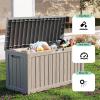 imageXXL 230 Gallon Large Resin Deck Box Outdoor Lockable Storage Box for Patio Cushions Storage Furniture Pool Supplies Garden Tools Weatherproof and UV Resistant Black 230 GallonLight brown