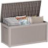 imageXXL 230 Gallon Large Resin Deck Box Outdoor Lockable Storage Box for Patio Cushions Storage Furniture Pool Supplies Garden Tools Weatherproof and UV Resistant Black 230 GallonLight brown