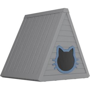 imageCat House for Outdoor Weatherproof Shelter Cats Triangle Moisture and Odor ResistantAntarctic Gray