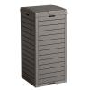 image31 Gallon Outdoor Trash Can Waterproof Trash Can Cabinet for Outside Resin Garbage Bin with Lid and Drip Tray for Easy Cleaning for Patios Kitchens and Outdoor EntertainingLight GrayLight Gray