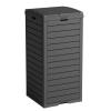 image31 Gallon Outdoor Trash Can Waterproof Trash Can Cabinet for Outside Resin Garbage Bin with Lid and Drip Tray for Easy Cleaning for Patios Kitchens and Outdoor EntertainingLight GrayBlack