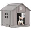 image38 Inch Dog House Indoor Outdoor Dog Kennel for Small Medium Large Dogs Weather Water Resistant Pet House with Air Vents and Elevated Floor Blue 38INCH 378  4087  3882INLight Brown