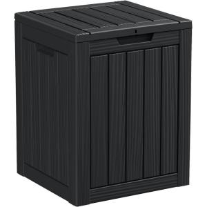 image28 Gallon Resin Deck Box Lockable Patio Outdoor Storage Box for Furniture Garden Tools and Tools Storage Waterproof Outside Storage Boxes  BlackBlack
