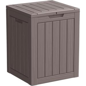 image28 Gallon Resin Deck Box Lockable Patio Outdoor Storage Box for Furniture Garden Tools and Tools Storage Waterproof Outside Storage Boxes  BlackGrey