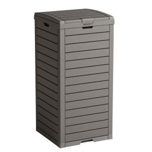 image31 Gallon Outdoor Trash Can Waterproof Trash Can Cabinet for Outside Resin Garbage Bin with Lid and Drip Tray for Easy Cleaning for Patios Kitchens and Outdoor EntertainingLight GrayLight Gray