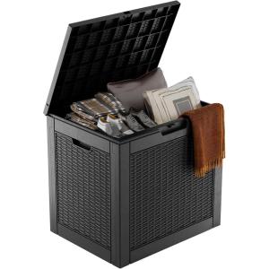 imageXXL 230 Gallon Large Resin Deck Box Outdoor Lockable Storage Box for Patio Cushions Storage Furniture Pool Supplies Garden Tools Weatherproof and UV Resistant Black 230 GallonBlack