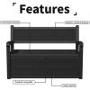 image80 Gallon Outdoor Storage Bench Deck Box Waterproof LockableOutdoor Storage Furniture for PatioGarden and PorchTools and CushionsGrey StripeBlack
