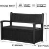 image80 Gallon Outdoor Storage Bench Deck Box Waterproof LockableOutdoor Storage Furniture for PatioGarden and PorchTools and CushionsGrey StripeBlack