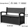 image80 Gallon Outdoor Storage Bench Deck Box Waterproof LockableOutdoor Storage Furniture for PatioGarden and PorchTools and CushionsGrey StripeBlack Stripe